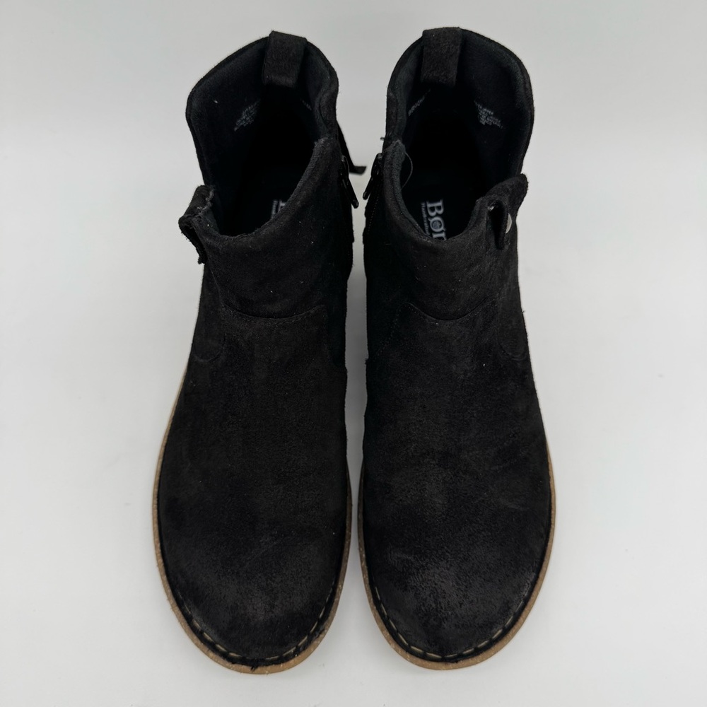 Born Vaughn Black Distressed Suede Leather Ankle Wedge Boot Size 9.5 - Picture 4 of 14
